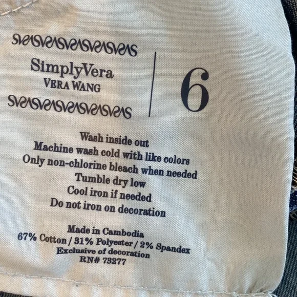 Simply Vera Vera Wang skinny ankle jeans sz 6 - Picture 5 of 7